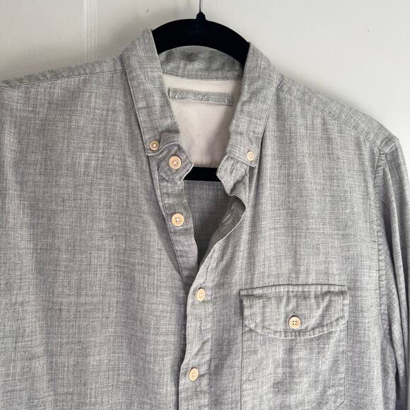Outerknown Decade Popover Heather Gray Henley Button Down Organic Cotton Shirt M - Picture 5 of 9